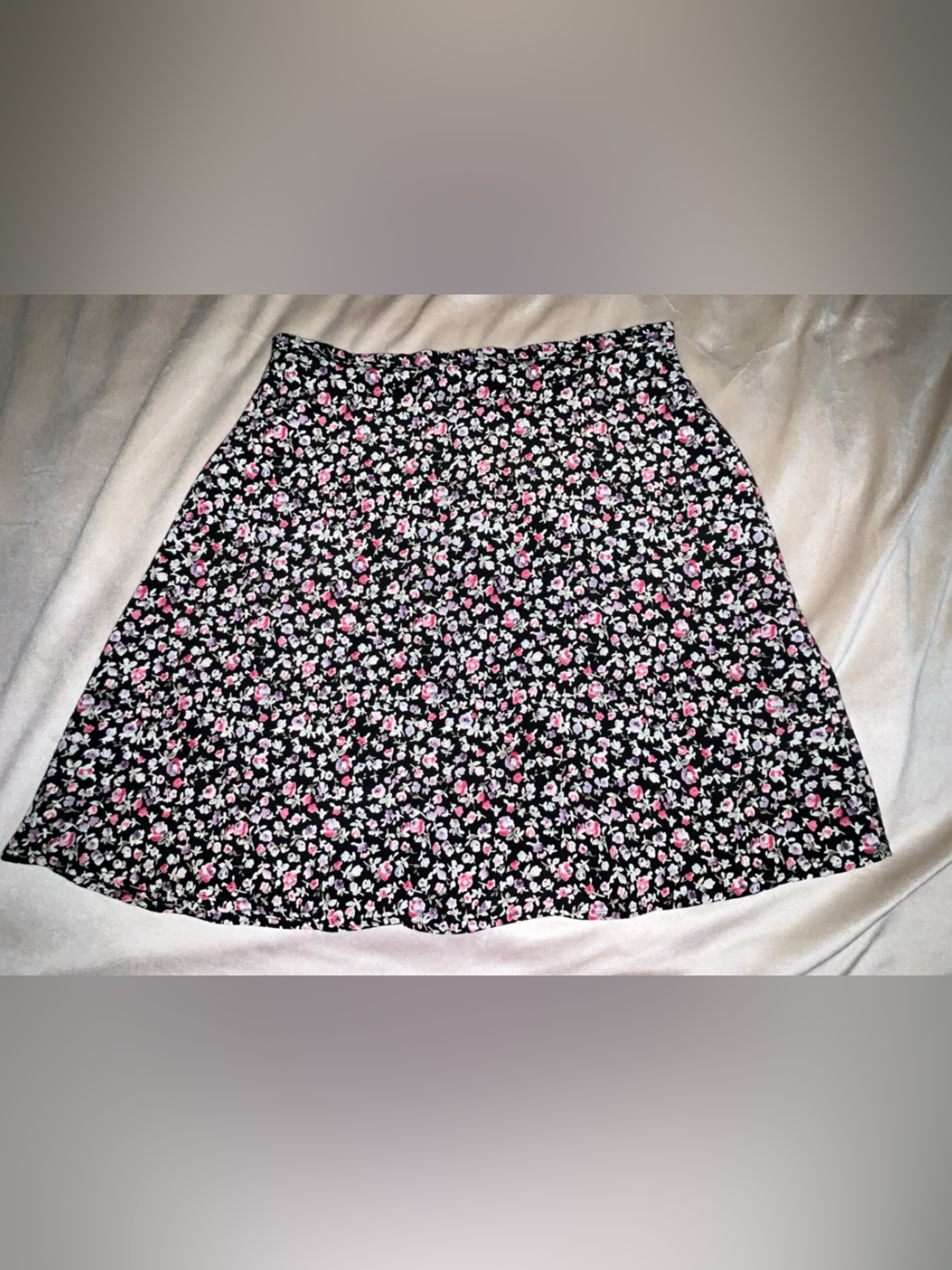 Tracy Evans Black Skirt With Pink & White Floral Print